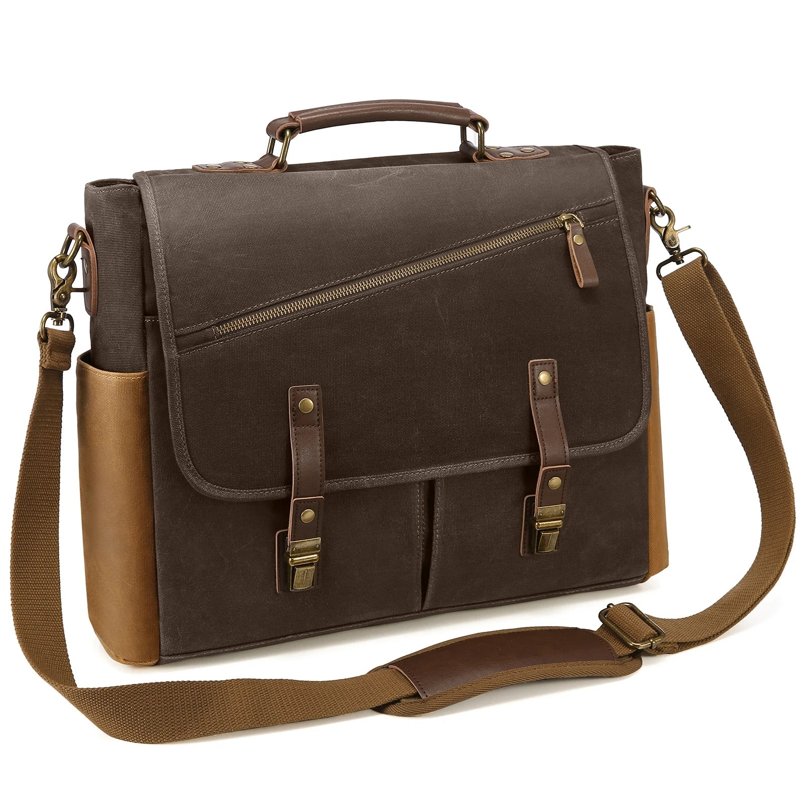HKM-860371 Waterproof Vintage Faux Leather Large Capacity Business Messenger Bag for Men