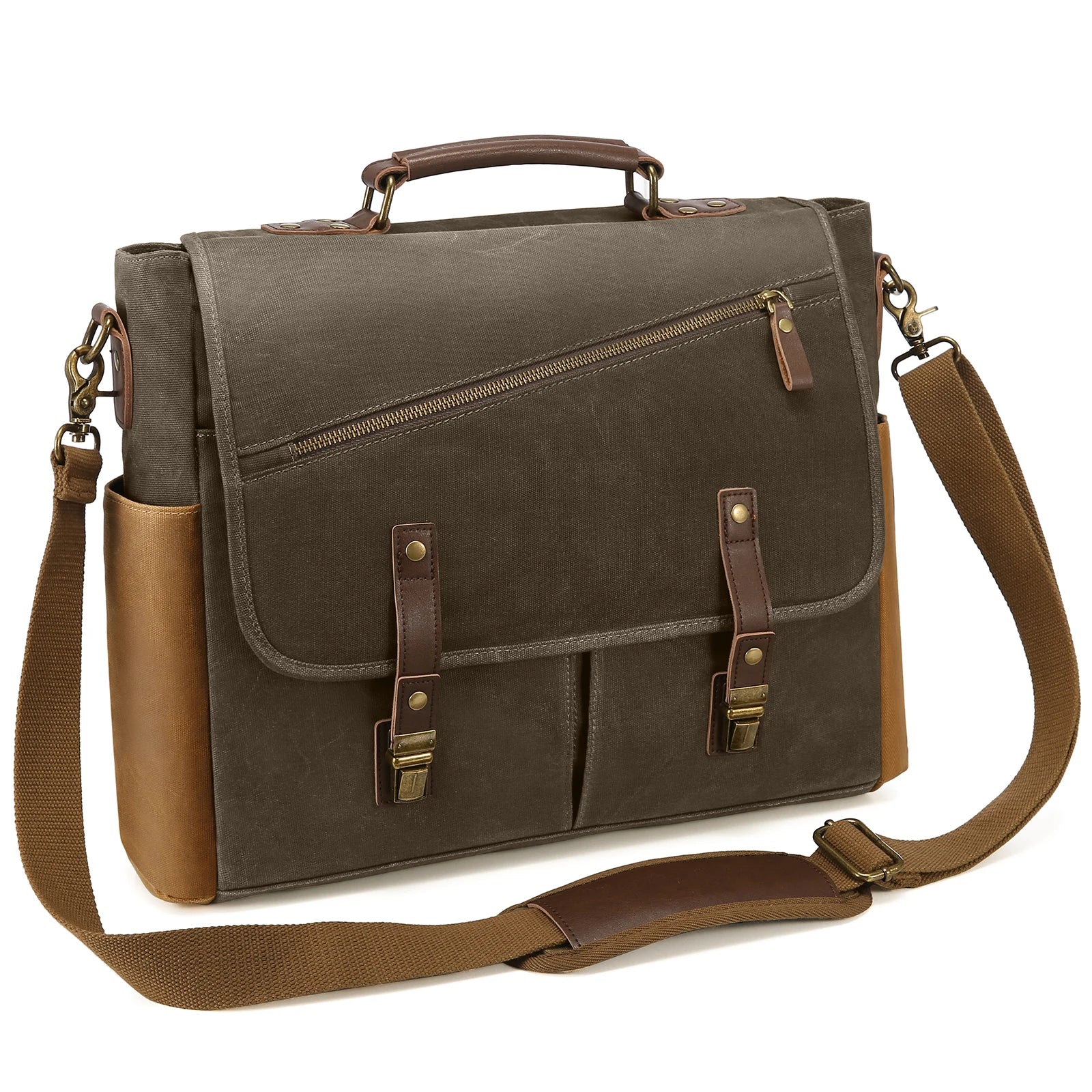 HKM-860371 Waterproof Vintage Faux Leather Large Capacity Business Messenger Bag for Men