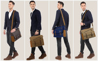 HKM-860371 Waterproof Vintage Faux Leather Large Capacity Business Messenger Bag for Men