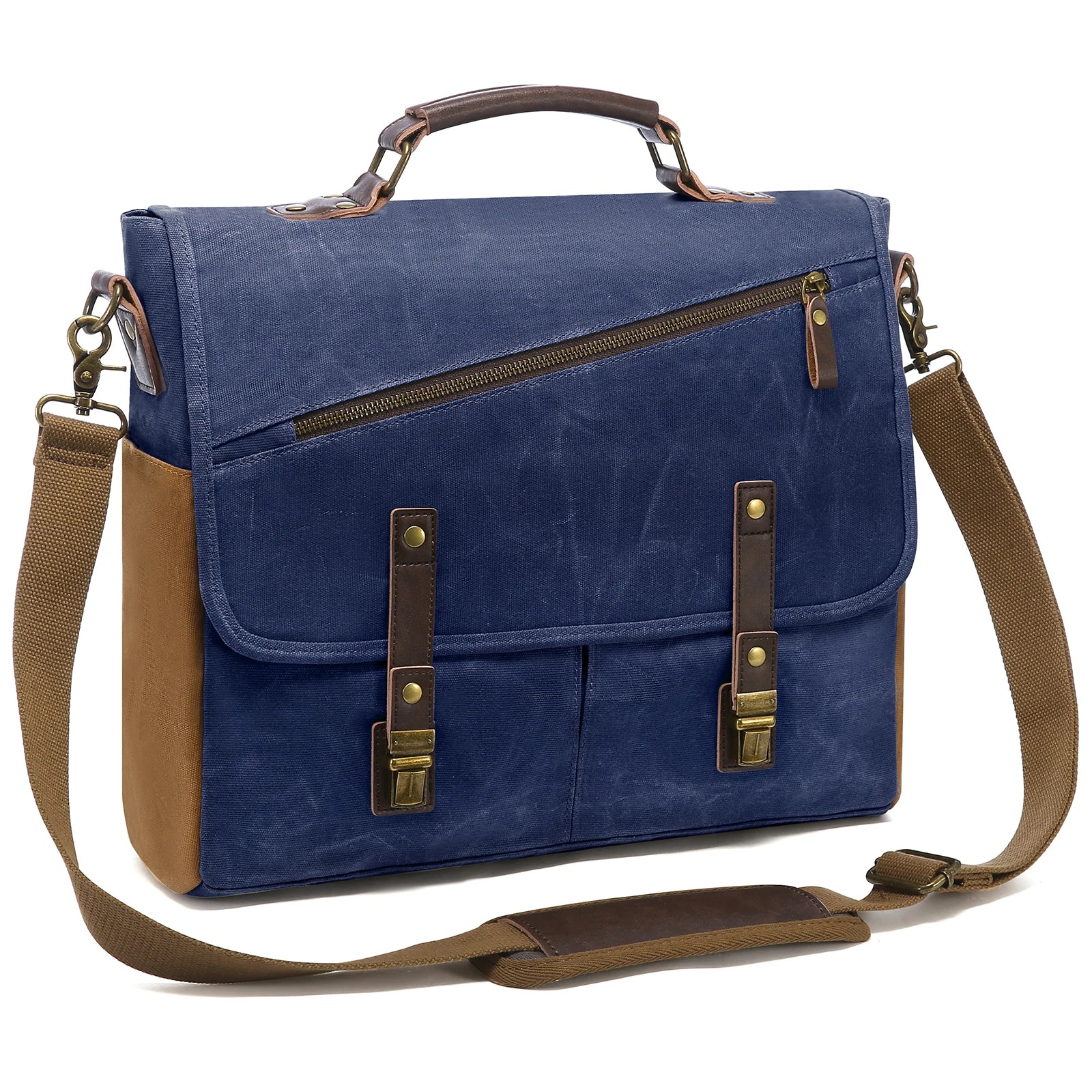 HKM-860371 Waterproof Vintage Faux Leather Large Capacity Business Messenger Bag for Men
