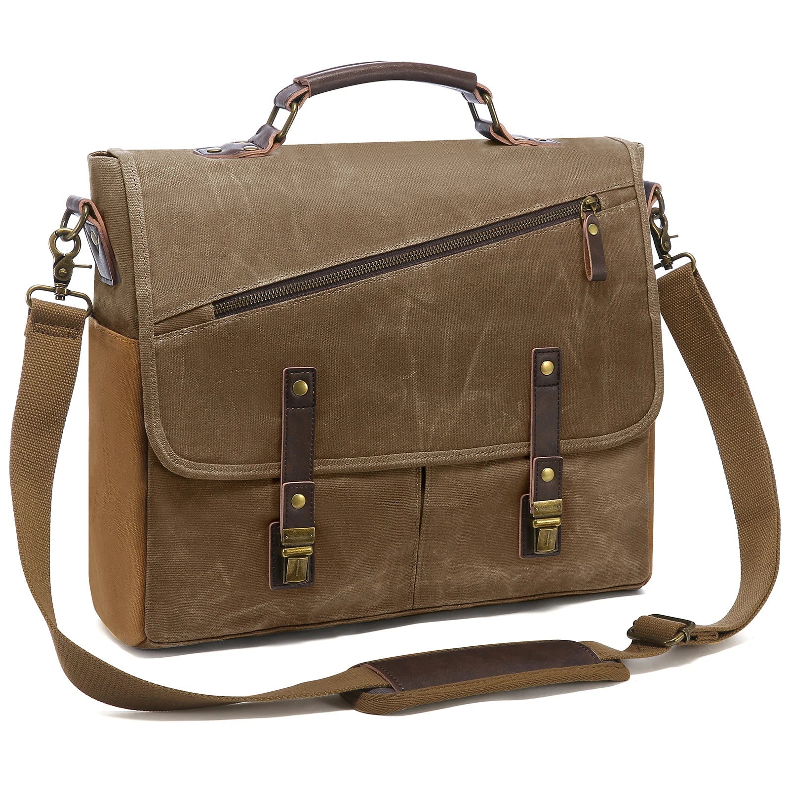HKM-860371 Waterproof Vintage Faux Leather Large Capacity Business Messenger Bag for Men