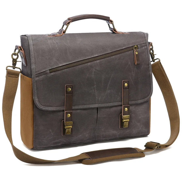 HKM-860371 Waterproof Vintage Faux Leather Large Capacity Business Messenger Bag for Men