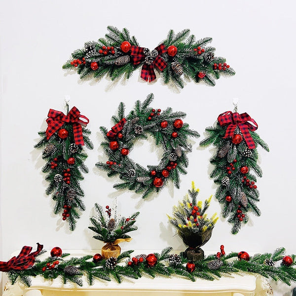 HKM-860627 Christmas Rattan Horn Garland for Door Hanging and Window Display