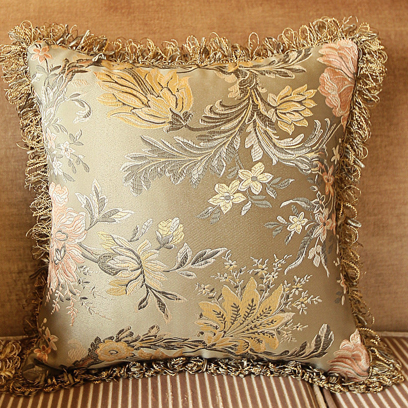 HKM-860627 European Style Tassel Pillow Cover - Plant and Flower Pattern, Various Colors and Sizes