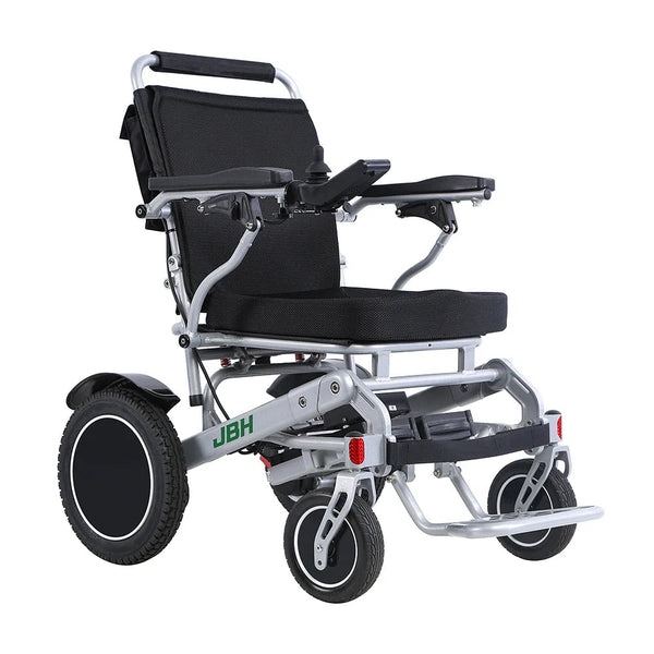 HKM-1667539 Portable Folding Electric Wheelchair Dual 180W Motors 24V 12Ah Battery 12.4 Mile Range 265 lb Capacity Aluminum