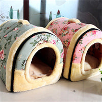 HKM-8607549 Cozy Removable and Washable Thick Cat and Dog Kennel in Floral Design