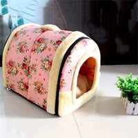 HKM-8607549 Cozy Removable and Washable Thick Cat and Dog Kennel in Floral Design
