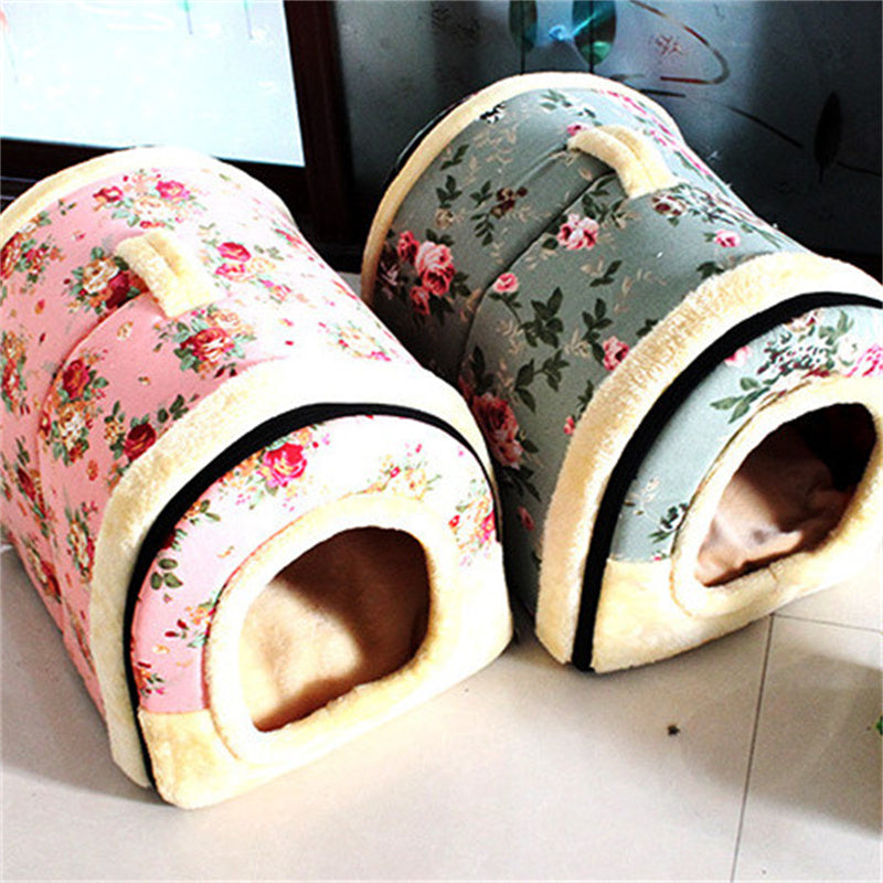 HKM-8607549 Cozy Removable and Washable Thick Cat and Dog Kennel in Floral Design
