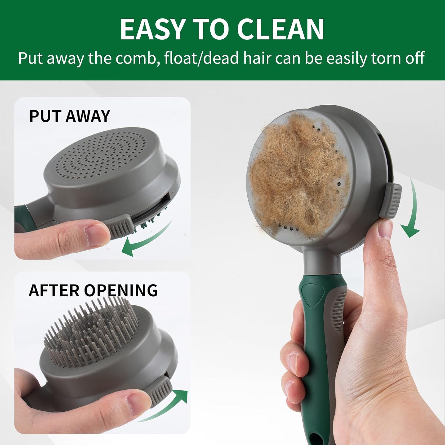 HKM-8610749 2in1 Cat and Dog Grooming Brush with Soft Rubber Pins for Bathing, Shedding, and Massaging Long-Haired Pets
