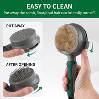 HKM-8610749 2in1 Cat and Dog Grooming Brush with Soft Rubber Pins for Bathing, Shedding, and Massaging Long-Haired Pets
