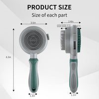 HKM-8610749 2in1 Cat and Dog Grooming Brush with Soft Rubber Pins for Bathing, Shedding, and Massaging Long-Haired Pets