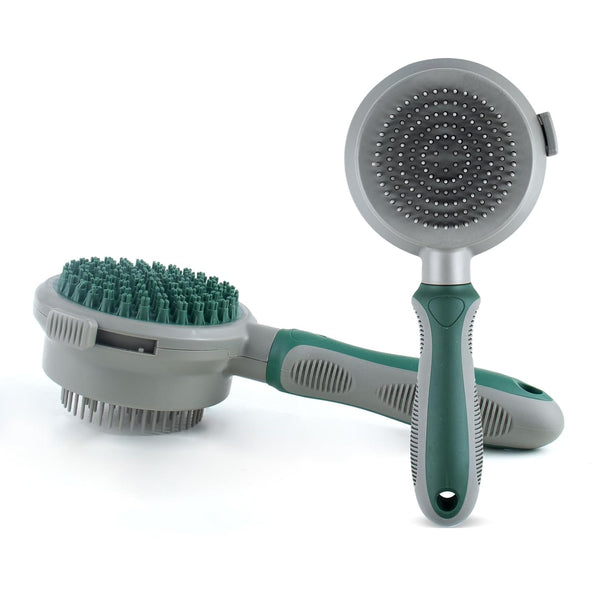 HKM-8610749 2in1 Cat and Dog Grooming Brush with Soft Rubber Pins for Bathing, Shedding, and Massaging Long-Haired Pets