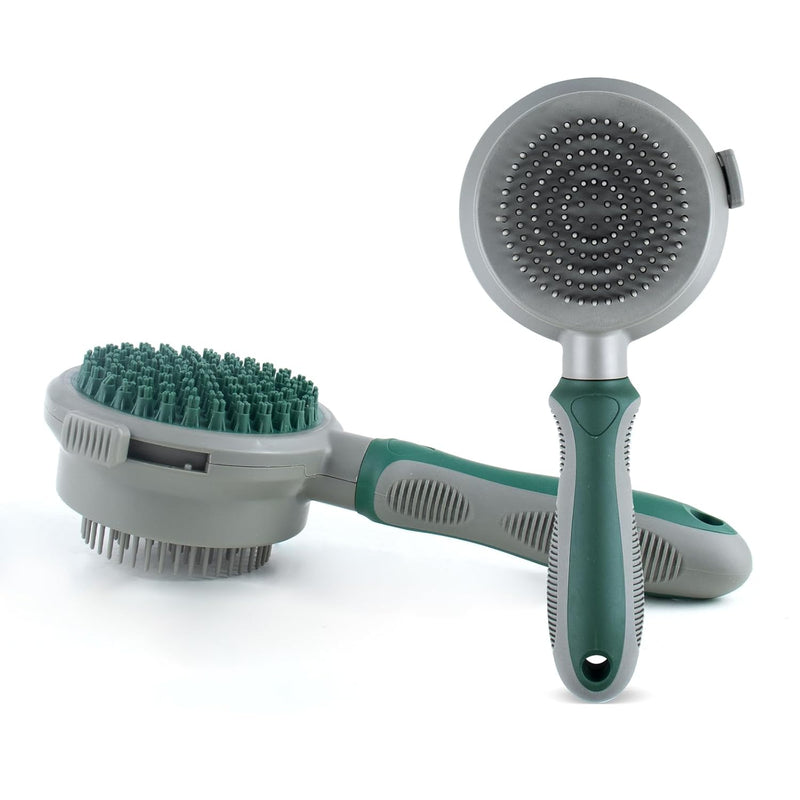 HKM-8610749 2in1 Cat and Dog Grooming Brush with Soft Rubber Pins for Bathing, Shedding, and Massaging Long-Haired Pets