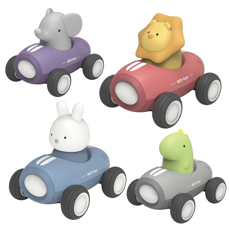 HKM-861075 Cute Animal Friction Car Toys for Kids – Rabbit and Dinosaur Design with Light, Pull Back Action, Ages 5 and Up
