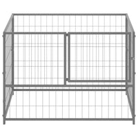 HKM-8612541 Silver Steel Dog Kennel - Spacious Crate with Lockable Door and Ventilated Wire Mesh Walls, 100x100x70 cm