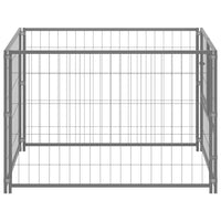 HKM-8612541 Silver Steel Dog Kennel - Spacious Crate with Lockable Door and Ventilated Wire Mesh Walls, 100x100x70 cm