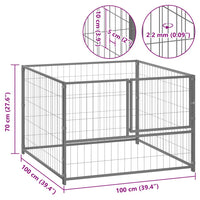 HKM-8612541 Silver Steel Dog Kennel - Spacious Crate with Lockable Door and Ventilated Wire Mesh Walls, 100x100x70 cm