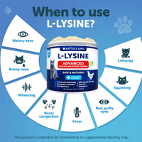 HKM-8613309 L-Lysine Powder Supplement for Cats - Immune and Eye Health Support, 900mg Serving for Respiratory Wellness