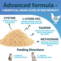 HKM-8613309 L-Lysine Powder Supplement for Cats - Immune and Eye Health Support, 900mg Serving for Respiratory Wellness