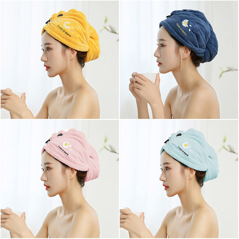 HKM-861395 Water-Absorbent Headscarf for Hair Care, Soft Polyester & Nylon Blend in Light Pink, Light Blue, Navy Blue, and Turmeric