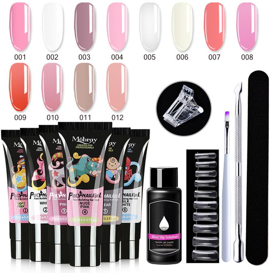 HKM-861459 7-Piece UV/LED Nail Art Crystal Extender Set - 12 Color Resin Nail Polish, 1.5ml Each