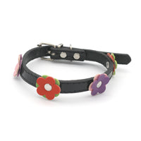 HKM-8615229 Floral Pattern PU Collars for Small Dogs and Cats in Red, Green, Black, and Rose