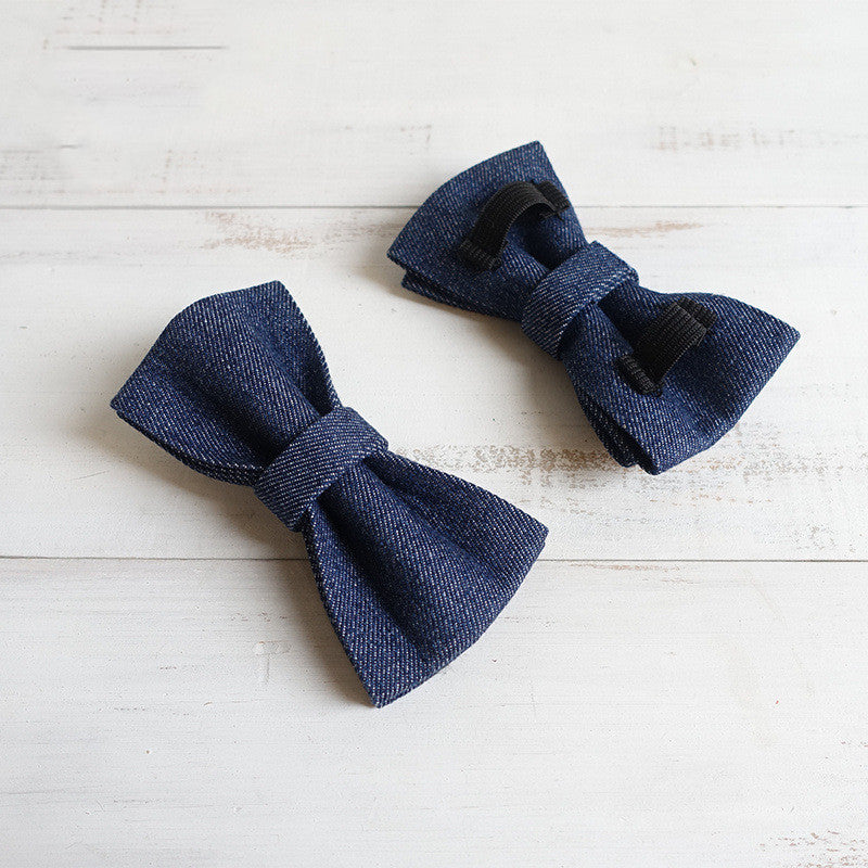 HKM-8615485 Denim Bow Tie for Pets - Adjustable Sizes XS to XL, Polyester Material