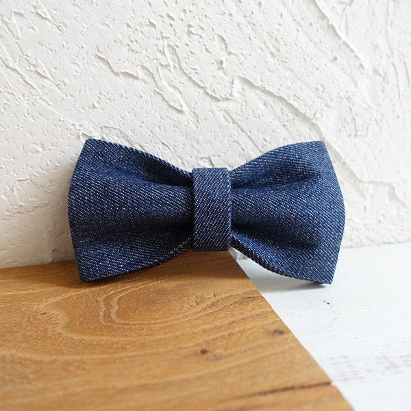 HKM-8615485 Denim Bow Tie for Pets - Adjustable Sizes XS to XL, Polyester Material