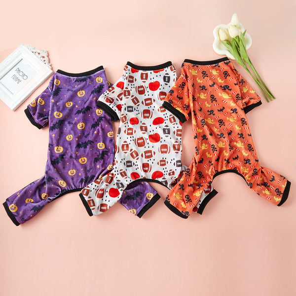 HKM-8615613 Cute Halloween Themed Pet Clothing for Dogs and Cats - Purple, Orange, and White Options Available
