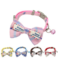 HKM-8615869 Plaid Bow Collar Necklace for Pets in Pink, Brown, Red, Yellow, and Sky Blue