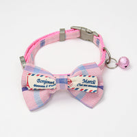 HKM-8615869 Plaid Bow Collar Necklace for Pets in Pink, Brown, Red, Yellow, and Sky Blue