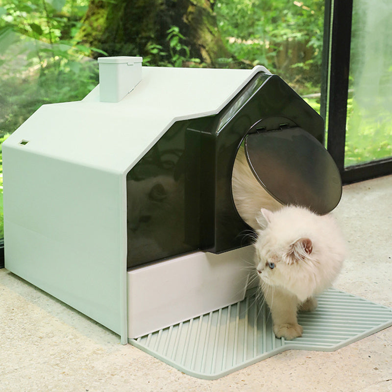 HKM-861651 Extra Large Fully Enclosed Anti-Splash Cat Litter Box with Odor Control and Foot Pad - Green, Coconut Ash, Cherry Blossom