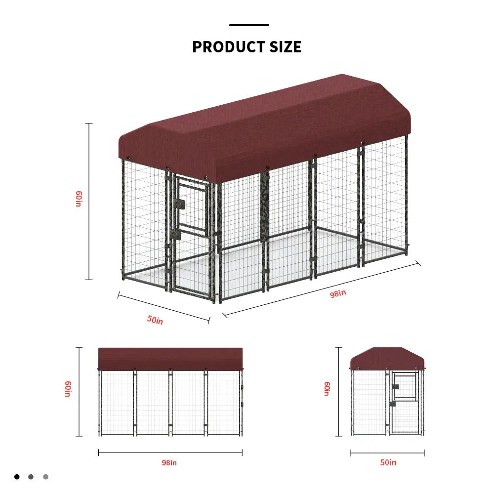 HKM-8616893 Square Tube Wire Running Cage with Single Door – 12 Piece Set, Steel & Oxford Fabric, 98"x50"x60"