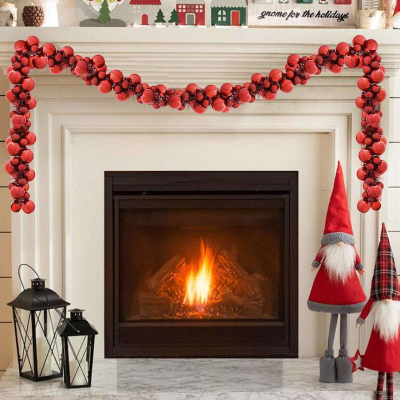 HKM-861779 Christmas Bauble Garland, 186 cm Polystyrene, Indoor/Outdoor Decorative Accent in Pink, Red, Black, and White