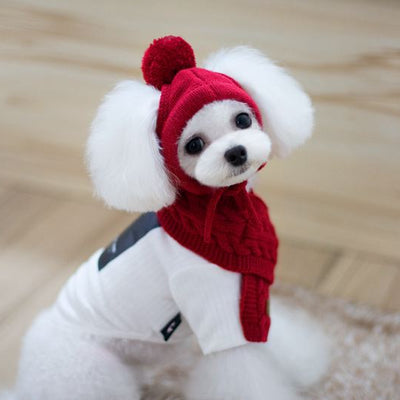 HKM-8618045 Cozy Dog Hat and Scarf Set for Autumn and Winter - Suitable for Small to Medium Breeds