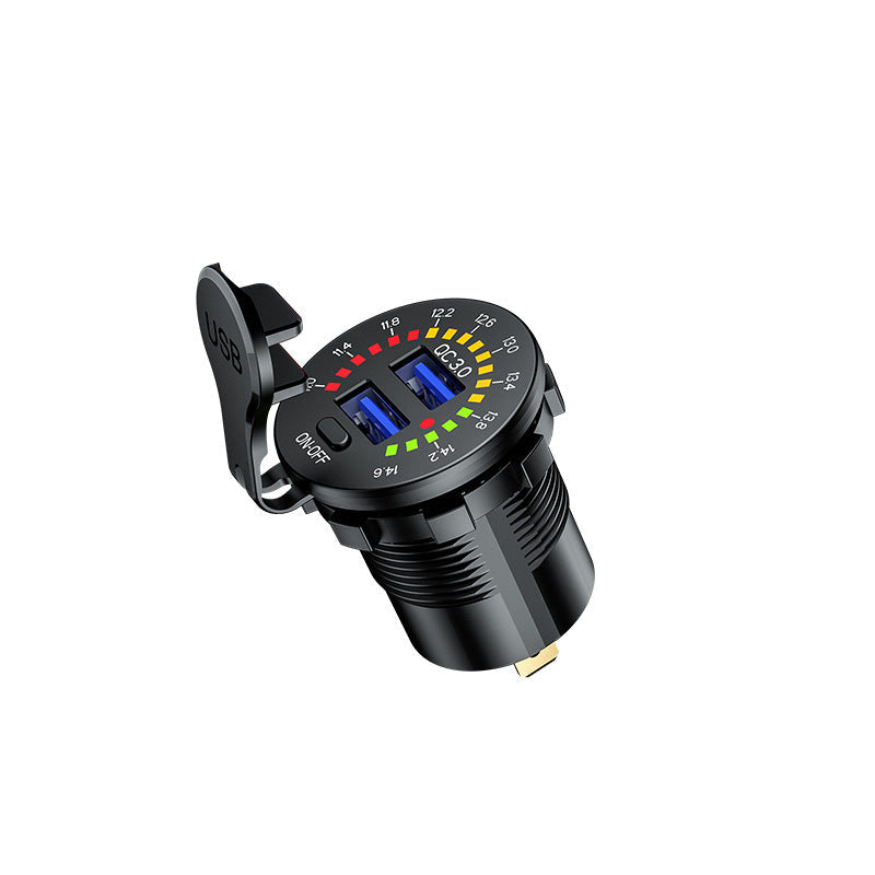 HKM-861843 Dual USB Car Charger with QC3.0 Compatibility, 12-24V Input, 3000mA Output, CE/FCC/ROHS Certified