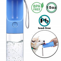 HKM-8619069 Portable Pet Water Bottle with Automatic Feeding System - 450ML Capacity, Blue and Green Options