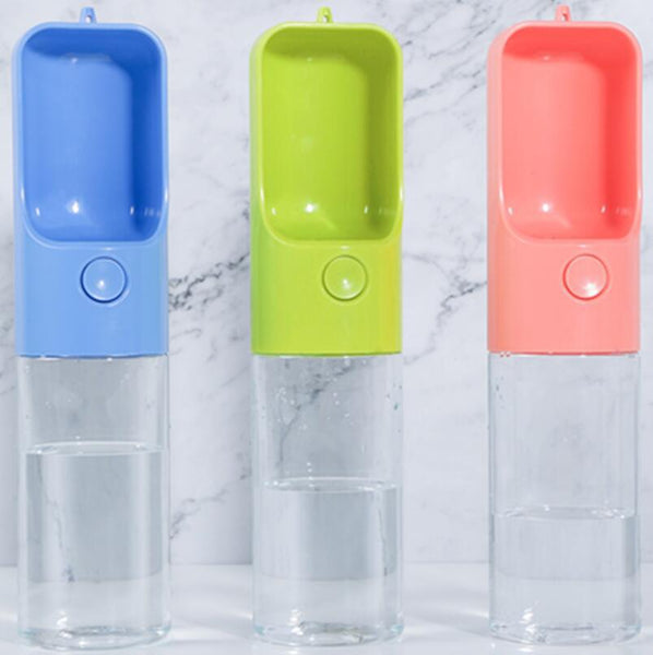 HKM-8619069 Portable Pet Water Bottle with Automatic Feeding System - 450ML Capacity, Blue and Green Options