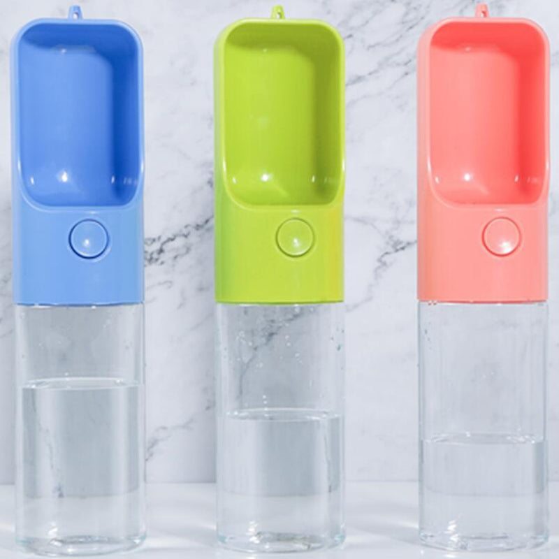 HKM-8619069 Portable Pet Water Bottle with Automatic Feeding System - 450ML Capacity, Blue and Green Options