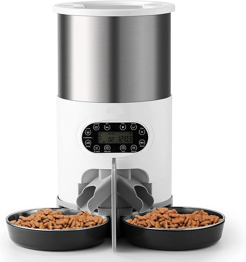 HKM-8619197 Automatic Pet Feeder with Stainless Steel Bowls - 3L and 4.5L Options Available