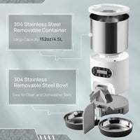 HKM-8619197 Automatic Pet Feeder with Stainless Steel Bowls - 3L and 4.5L Options Available