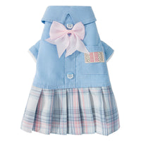 HKM-8619581 Cute Spring and Autumn Cat Dog Skirt with Lattice Design - Polyester Fiber Material