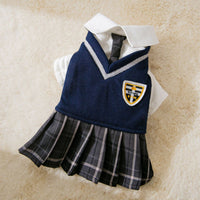 HKM-8619581 Cute Spring and Autumn Cat Dog Skirt with Lattice Design - Polyester Fiber Material