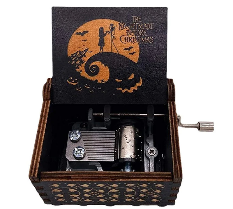 HKM-861971 Custom Halloween Eco-Friendly Mini Wooden Hand Cranked Music Box