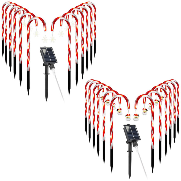 HKM-862099 Solar Candy Cane String Lights with 72 LED Lights, 8 Modes, Timer & IP44 Waterproof for Outdoor Holiday Decorations