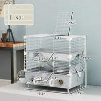 HKM-8622653 2-Tier Hamster Cage with Sand Bath, Running Wheel, Water Bottle and Tubes for Dwarf Hamsters - Gray