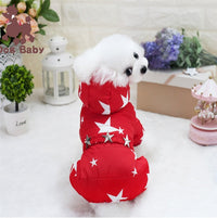 HKM-8623421 Cotton-Padded Starry Four-Leg Dog Clothes for Autumn and Winter - Blue, Red, Rose