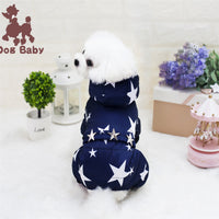 HKM-8623421 Cotton-Padded Starry Four-Leg Dog Clothes for Autumn and Winter - Blue, Red, Rose