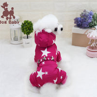 HKM-8623421 Cotton-Padded Starry Four-Leg Dog Clothes for Autumn and Winter - Blue, Red, Rose