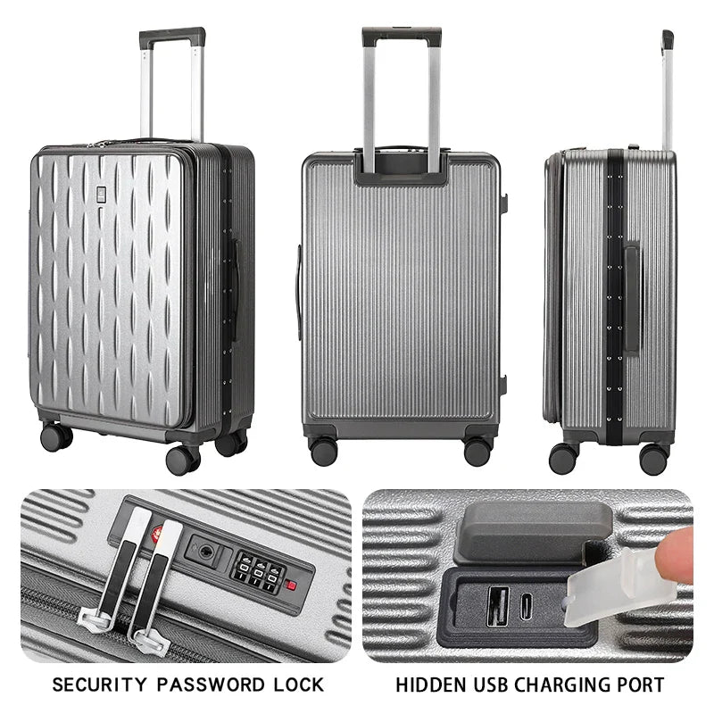 HKM-862355 Custom Logo Hard Shell Carry-On Suitcases in 20, 24, and 28 Inch Sizes